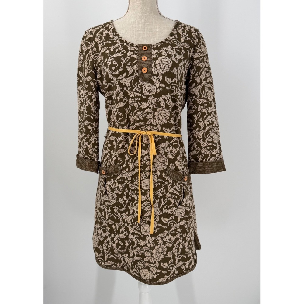 Nick & Mo Womens Dress SZ‎ Medium Brown Floral Boho Peasant Cottagecore Fairy